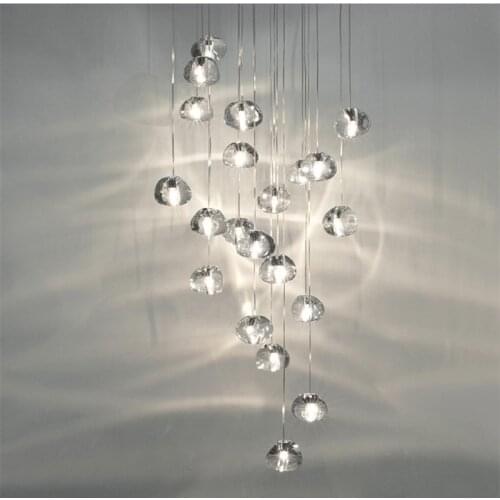 1-26 pcs stairwell led Chandelier crystal ball drop lamp Living Room decor chandeliers G4 Led stair lighting Lustre cristal