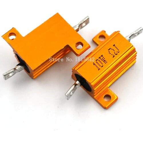 2PCS RX24 10W Aluminium Housed High Power Resistor Metal Shell Heatsink 1 2 3 4 5 10 20 50 100 200 1K ohm Multiple Resistance