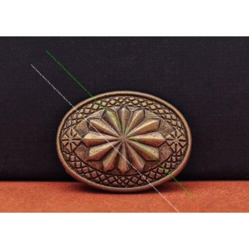 10PC 36*27mm Vintage Brass Plated Flower Leathercraft Belt Wallet Saddle Decor Metal Oval Conchos Rivetback