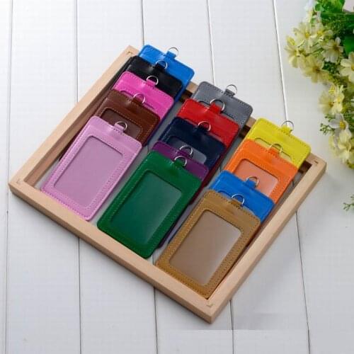 1000 pcs Vertical & Horizontal Leather material double card sleeve ID Badge Case Clear Bank Credit Card Badge Holder Accessories