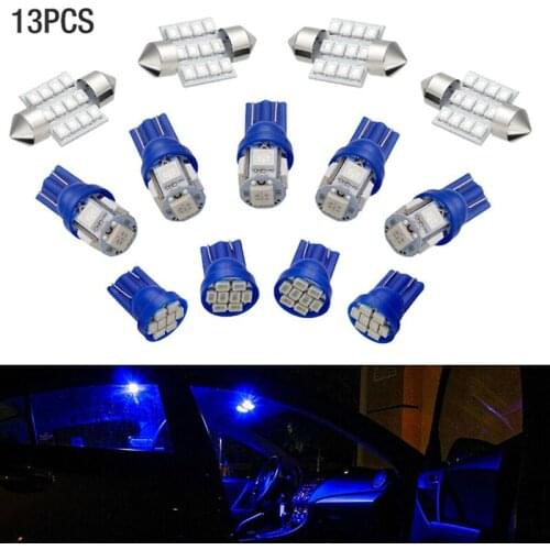 13pcs / set car LED T10 compartment light license plate light set white and blue two options