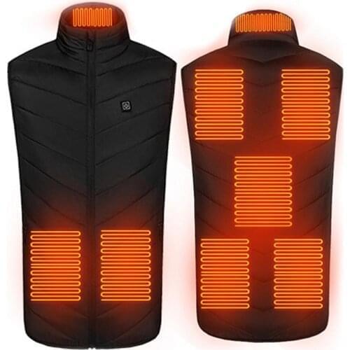 2/8 Heating Pads Winter Outdoor Men Electric Heated Vest USB Heating Vest Winter Thermal Cloth For Fishing Camping Hunting Vest
