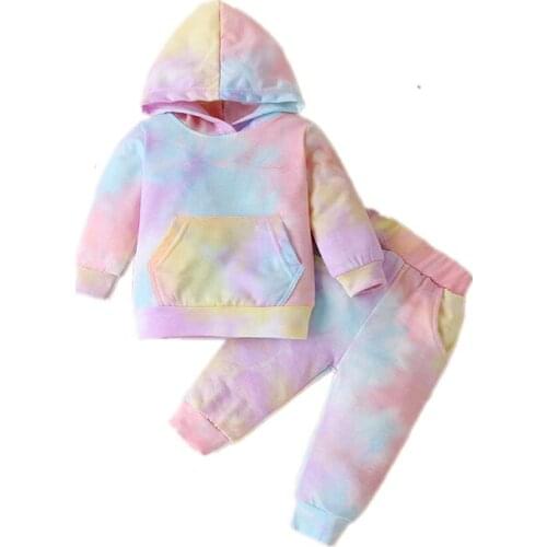 2021 Autumn Winter Newborn Infant Baby Boys Clothes Set Outfits Hoodies Pants Fashion Girls Clothing Tie Dye 2Pcs Toddler