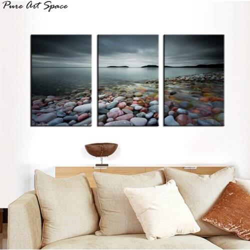 3 piece Wall Art Canvas Print Colorful Stones under Sunset Landscape for Home Decor Pictures Print Poster Canvas Painting