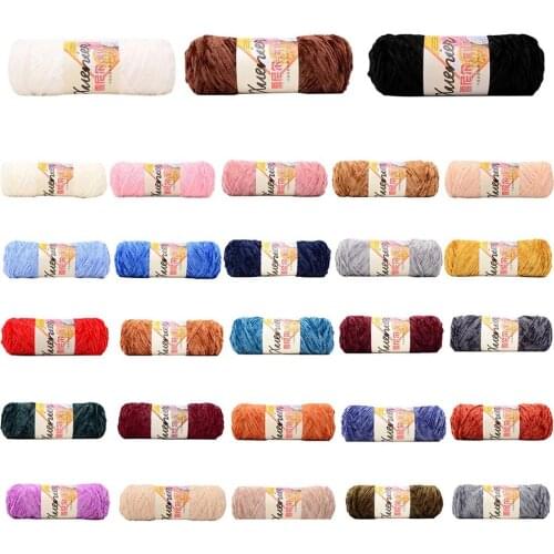 100g Chenille Velvet Yarn Soft Wram Solid Color Hand-Knitted Thick Crochet Thread for DIY Craft Scarf Sweater Blanket