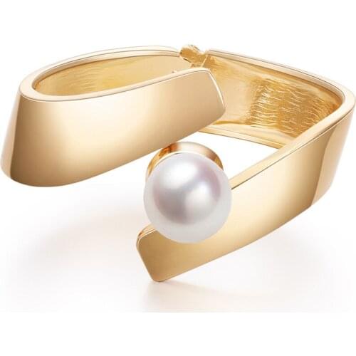 ORNAPEADIA Minimalist Bracelet Glossy Symmetrical Gold-plated Jewelry Elegant Ladies Light Luxury Bracelet Pearl Hot Selling