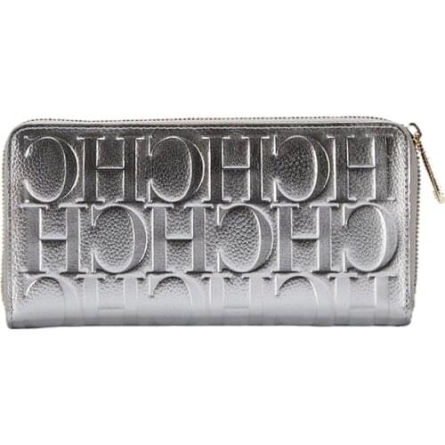 Chch 2021 Fashion Luxury Designer Womens Travel Wallet Large Capacity Metallic Leather Purse for Cards Accessories Bags