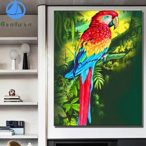 Color Bird Diamond Embroidery Full Square/Round Display Diamond Painting Parrot Pictures Rhinestones Diamond Mosaic Cross Stitch