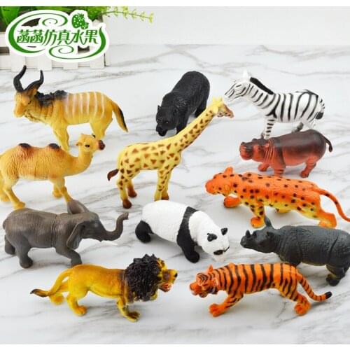 Home Decor Figurines Miniatures Plastic Crafts Mini Simulation Lion Tiger Elephant Giraffe Camel Animal Beast Model