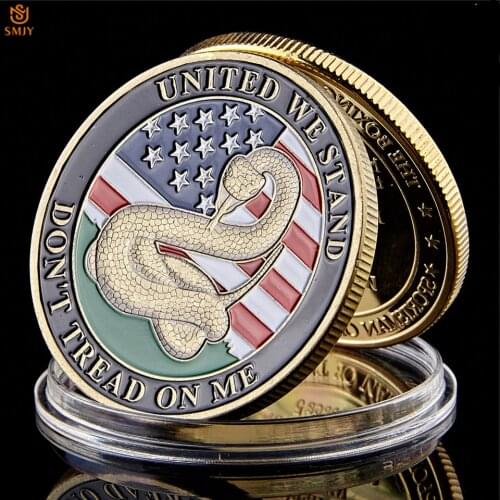 1776 USA Declaration of Independence Liberty Bell And "Don't Tread On Me" Snake Pattern Bronze Challenge Coin Collection