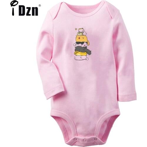 Baby Boys Girls Cute icecream Kitten Bodysuit Cartoon Happy Tulip Cats Autumn Clothing Animal Rompers Long Sleeves Jumpsuits