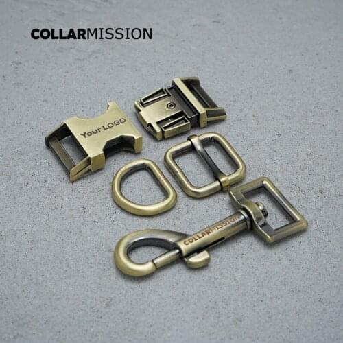 Metal buckle+adjust buckle+D ring+metal dog clasp/set)provide engraving service customize LOGO 20mm for dog collar parts