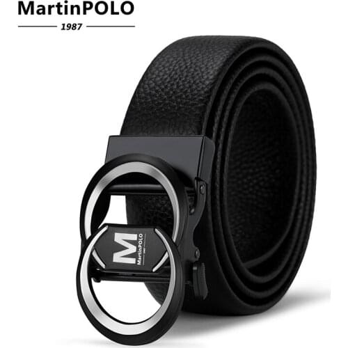 MARTINPOLO Mens Belt Cow Leather Business Automatic Buckle Genuine Leather Belts for Men Best Quality Male Waist Belt MP4701P