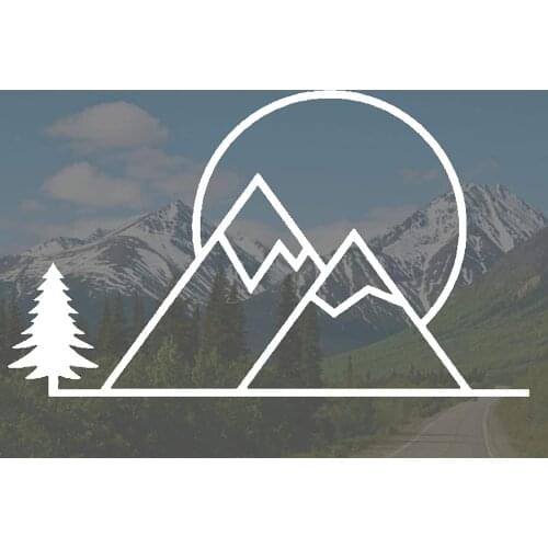 .Explore Mountains Hiking Camping Wanderlust Wild Adventure Go Outside Sun Tree Vinyl Decal Sticker for Cars Trucks Van 19*15CM