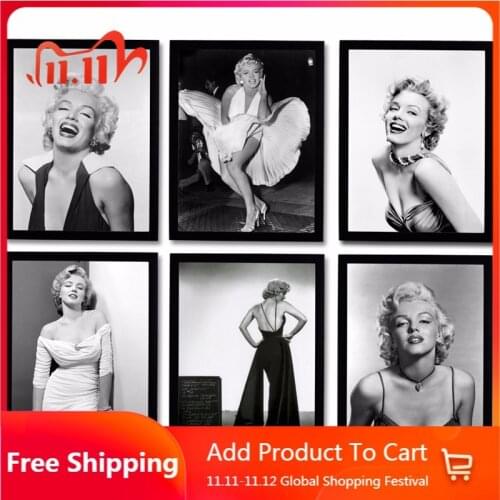 Marilyn Monroe Wall Pictures for Living Room Movie Posters and Prints Art Canvas Painting Home Decor Black White Figure