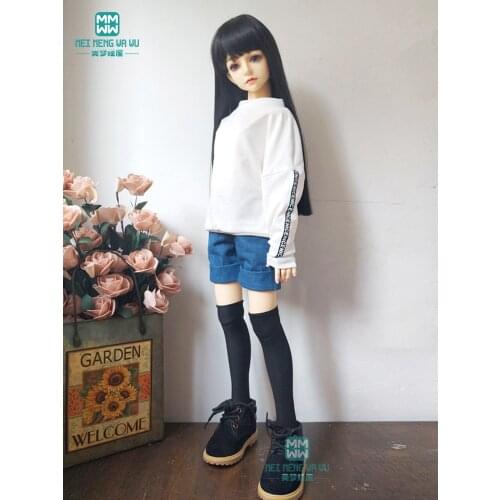Clothes for doll fit 1/3 BJD SD13 SD14 doll fashion hooded sweatshirt casual wear + denim shorts