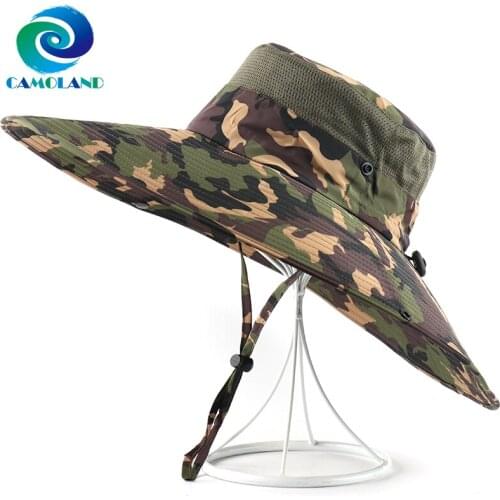 CAMOLAND Waterproof Bucket Hats For Male Super Long Wide Brim UPF50+ Sun Hat Unisex Camouflage Beach Caps Outdoor Fishing Cap