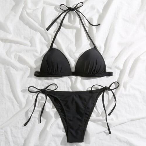 Sexy Triangle Push Up Brazilian Bikini Set Side String Swimwear Women Ruched Bikinis Women Bathing Suit Beach Biquini Bathers