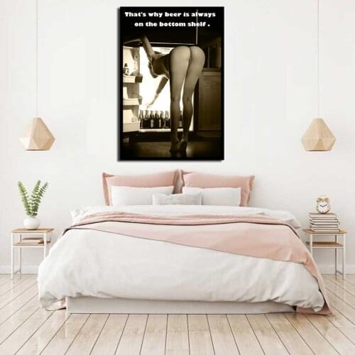 Poster Canvas Painting Retro Beer Super Sexy Open Girl Nordic Modern Women Picture Wall Art Living Room Home Decor