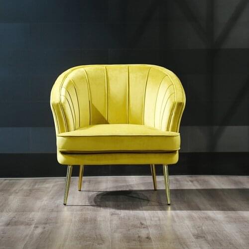 European Style Luxury Chaise Accent Armchair Modern Soft Velvet Single Seat Fabric Sofa Living Room Chair