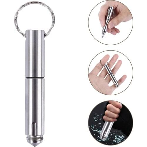 Stainless Steel Mini Portable Keychain Pen Outdoor Tactical Defense Pen Tungsten Steel Head Glass Breaker Camping Survival Tools