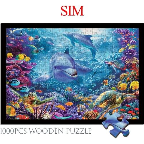 Sim 75*50cm Jigsaw puzzles 1000 pieces Assembling picture sea animal puzzles toys for adults children kids games Toys