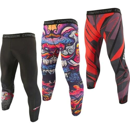 SOTF Men Breathable Elastic Running Leggings Compression Fitness Workout Training Sports Tight Pants Gym Jogging Trousers Male