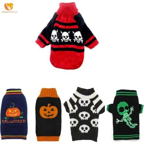 Dog Sweater Halloween Pullover Knitted Dogs Clothes Winter Pet Pumpkin Costumes For Yorkshire Puppy Cat XXS-XXL DOGGYZSTYLE