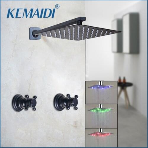 KEMAIDI Rainfall Ultra-thin Shower Head Matte Black Wall Mounted Bathroom Rainfall faucet Sets ShowerHead & Shower Set