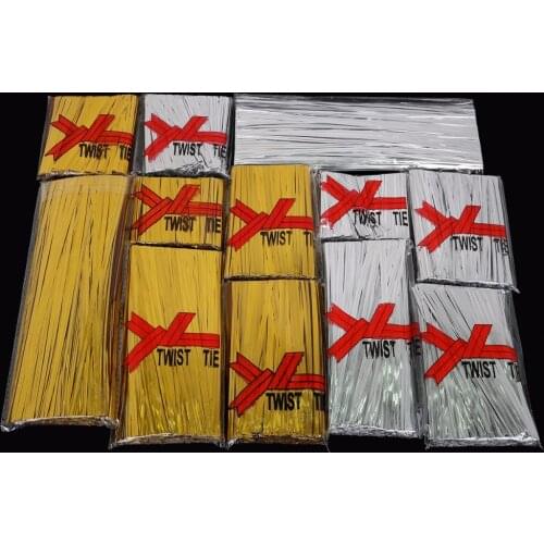 Twist Ties Wire Solid Silver/Gold Color 800pcs/pack Rope Cord For Cake Pops Sealing Cello Bags Lollipop Gifts Packgae Packing