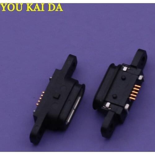 100pcs/Lot Micro USB 5pin Charging Jack Socket Dock Port 5P IP67 Waterproof Female Connector With Screw Hole