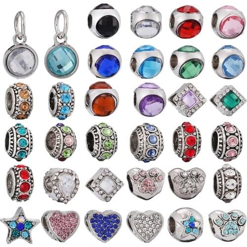 2Pcs/Lot Crystal Pendant Enamel Beads Footprint, Suitable For Original Brand Bracelets For Men And Women Jewelry Making