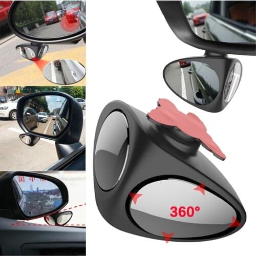 2 In 1 Car Blind Spot Mirror Wide Angle Mirror 360 Rotation Adjustable Convex Rear View Mirror