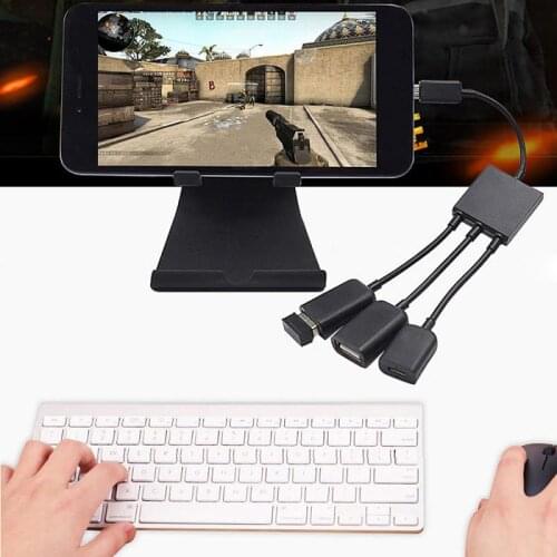 3 In1 Micro OTG USB Port Game Mouse Keyboard Adapter Cable For Android Tablet Black Mobile Phone Adapters