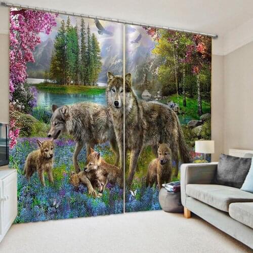 3D Window Curtains For Living Room Bedroom Drapes Cortina Customized size green forest curtains Decoration curtains