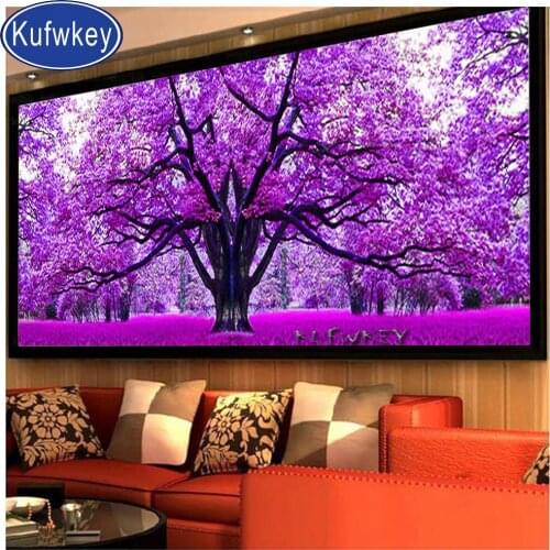 Purple tree diamond embroidery sale diamond painting full square round drill mosaic diamond set 3d cross stitch diy home decor