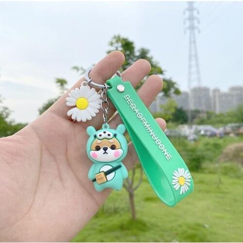 Cartoon Epoxy Keychain Little Daisy Creative PVC Soft Rubber Key Ring