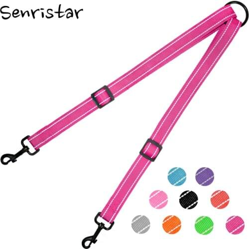 Double Dog Leash Reflective Nylon Dog Leash Belt Solid Running Adjustable Pets Cat Dog Lead Leashes For 2 Dogs Leash Rope