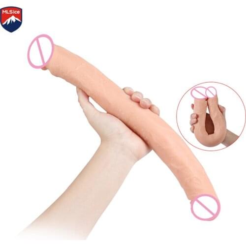 15In Double Sided Dildo for Women Waterproof,Flexible Double Dong with Curved Shaft for Vaginal G-spot and Anal Play for Lesbian