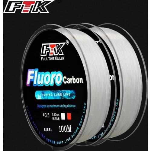 FTK 100m Fluorocarbon Fishing Lure Line 4.13-34.32LB Carbon Fiber Leader Fly Fishing Line Super Soft Line Pesca