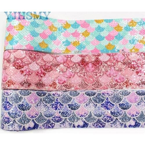 I-19504-1165,3"2YPrinting Sequin Shiny Glitter Scales Ribbon DIY Hairbows Accessories Wedding Party Decoration