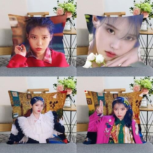 Kpop Iu Pillowcase Bedroom Home Decorative Nice Gift Pillow Cover Square Zipper Pillow Cases Satin Soft Fabric 40x40cm 45x45cm