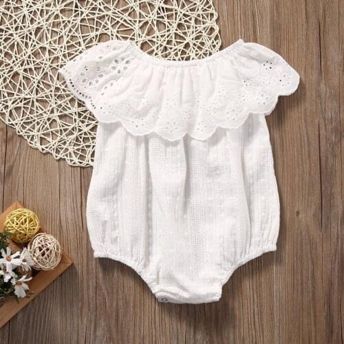 Newborn Baby Girl Summer Clothing Sleeveless Off Shoulder Romper, Toddler Solid Casual Romper Jumpsuit 0-24M