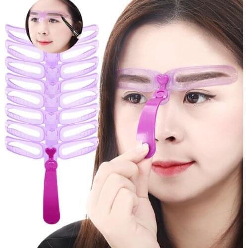 Reusable 8Pcs/Set Eyebrow Shaping Template Helper Eyebrow Stencils Kit Grooming Card Eyebrow Defining Template Makeup Tools