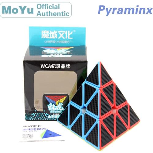 MoYu MeiLong Pyramid Carbon Fibre Sticker Magic Cube 3x3x3 Neo Speed Cube Puzzle Antistress Educational Toys