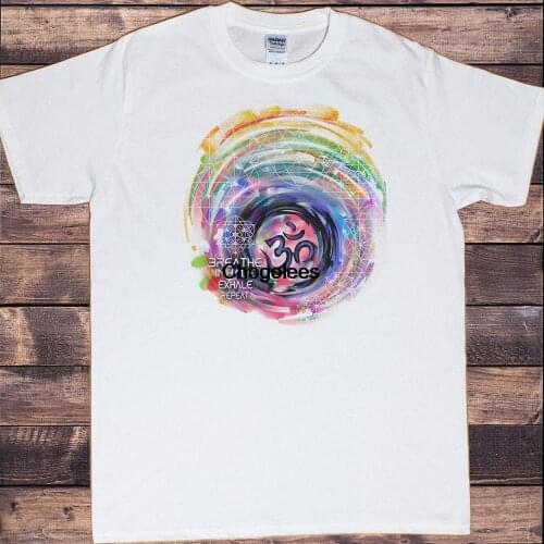 Men T shirt Breathe inhale exhale repeat Om Meditation Geometric Print TS1143