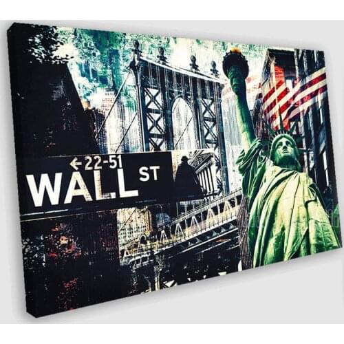 New York Wall Art City Canvas Vintage Poster Abstract Photo Usa Statue Of Liberty