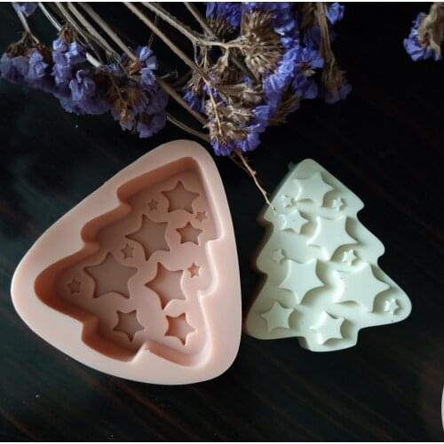 Year Soap Christmas Silicone Mold Star Christmas Tree Soap Molds Gypsum Chocolate Candle Candy Mold Clay Resin HC0161 PRZY New