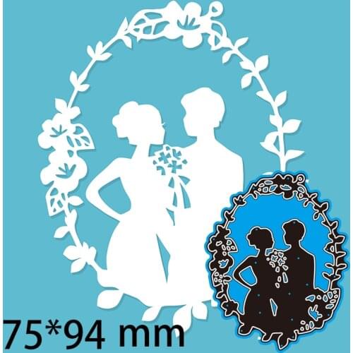 New Metal Cutting Dies Scrapbooking Flower Cricle with Couple DIY Album Paper Card Craft Embossing Stencil Decoration 75*94mm