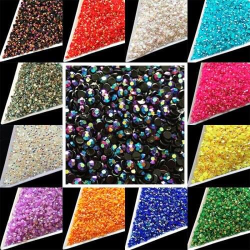 Wholesale 21 Colors Nail art Jelly resin Laser crytal SS6 AB 2mm Flatback Rhinestones crystal facet 1000pcs/bag nail jewelry